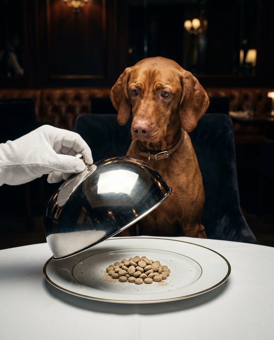 Esquema técnico del sistema digestivo canino mostrando la capacidad de procesamiento de proteínas frente a cereales, nutrición evolutiva.